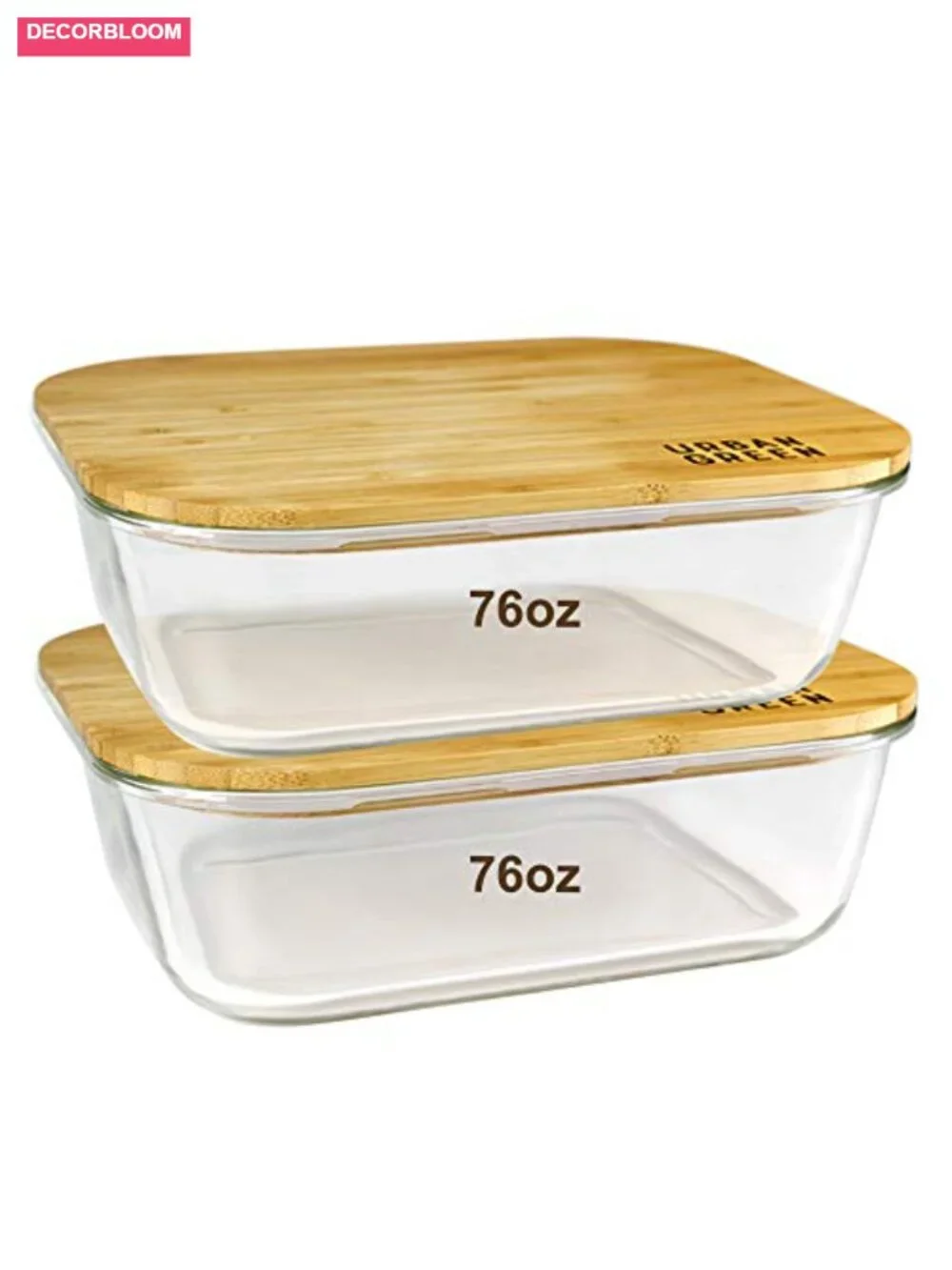 XXL Borosilicate Glass Food Storage Containers 2 Pack with Bamboo Lids